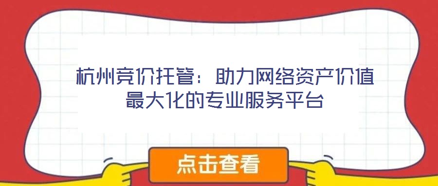 杭州競價托管：助力網絡資產價值最大化的專業服務平臺